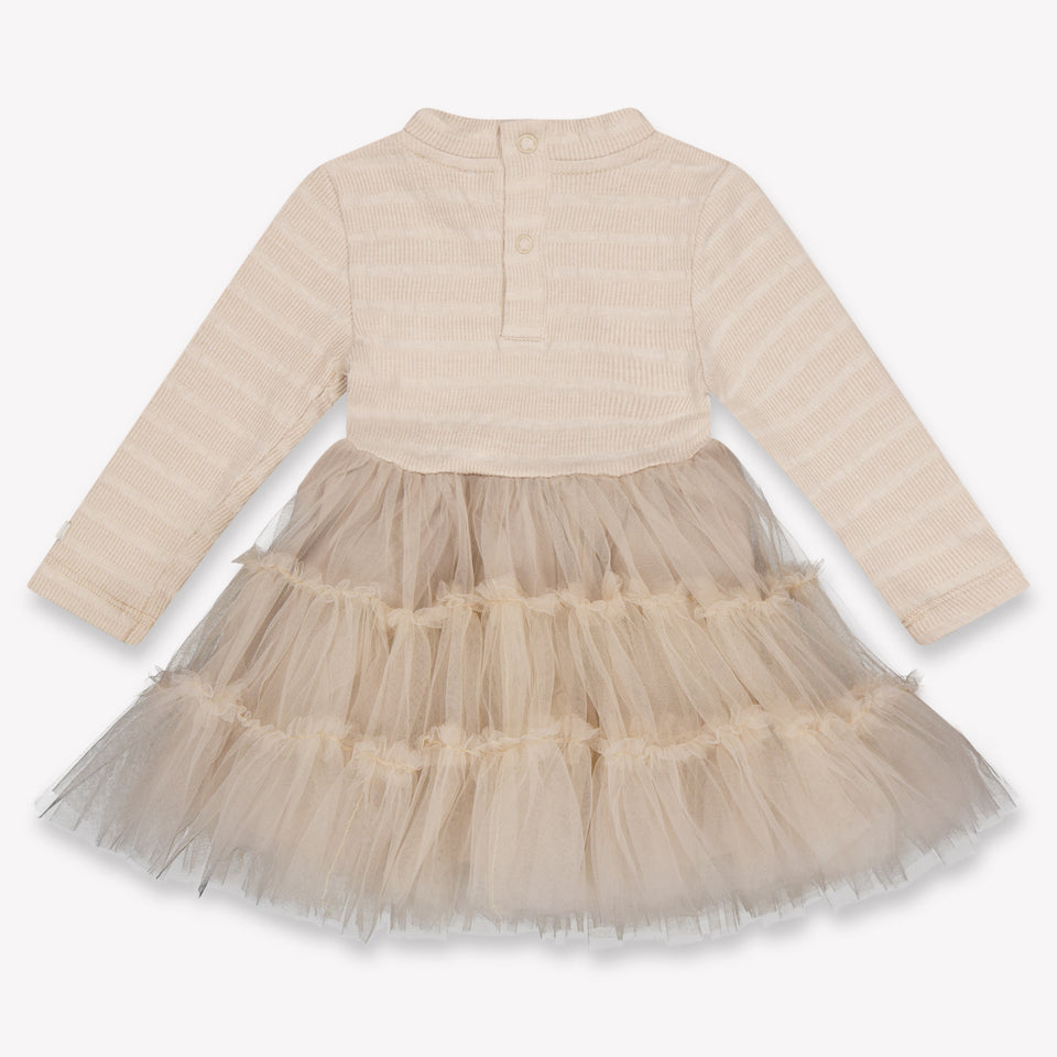 Donsje Amsterdam Aurin Baby Girls Dress In Taupe