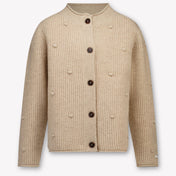 Donsje Amsterdam Marloes Kids Girls Cardigan In Beige