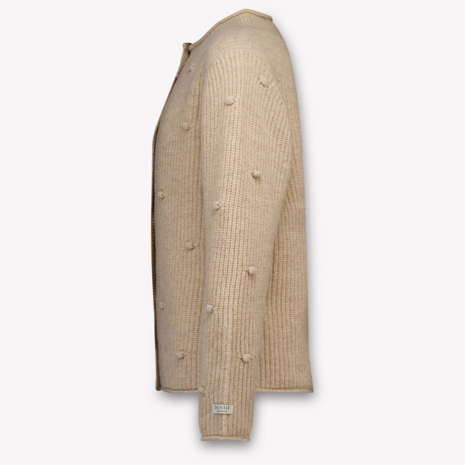 Donsje Amsterdam Marloes Kids Girls Cardigan In Beige