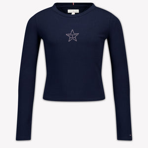 Tommy Hilfiger Kids Girls T-Shirt In Navy