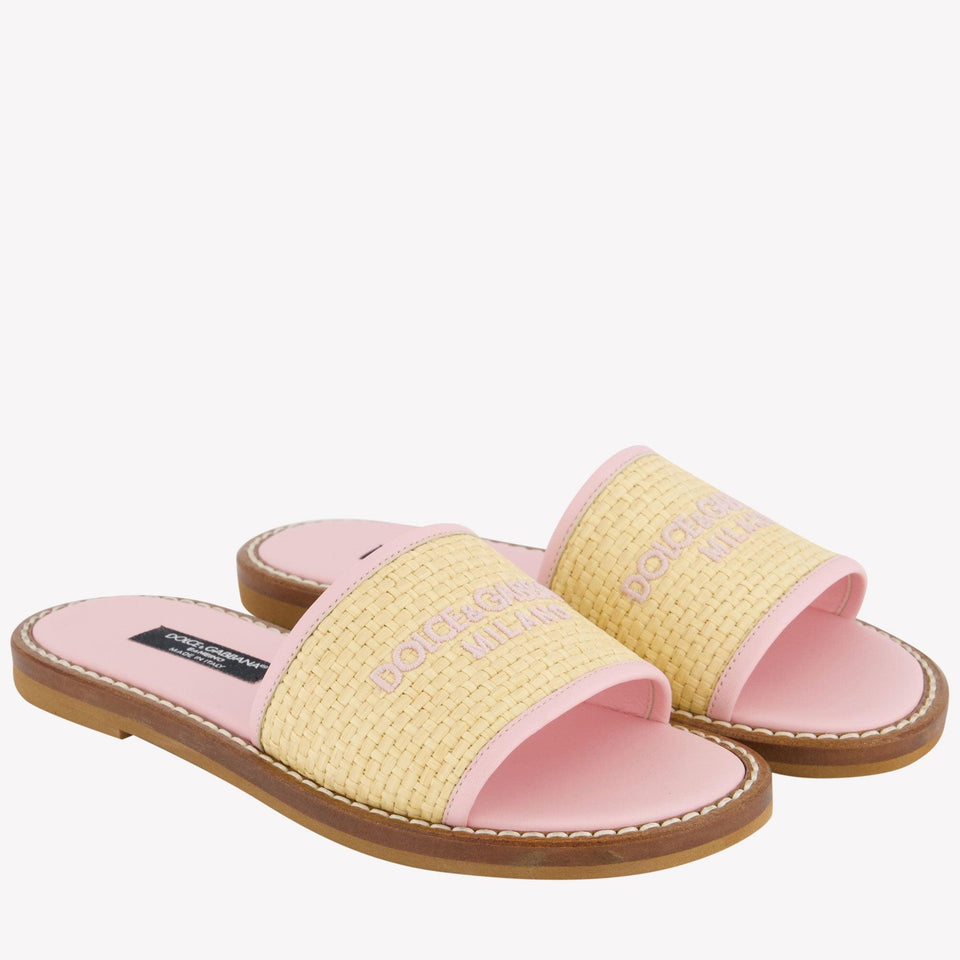 Dolce & Gabbana Girls Flipflops In Beige