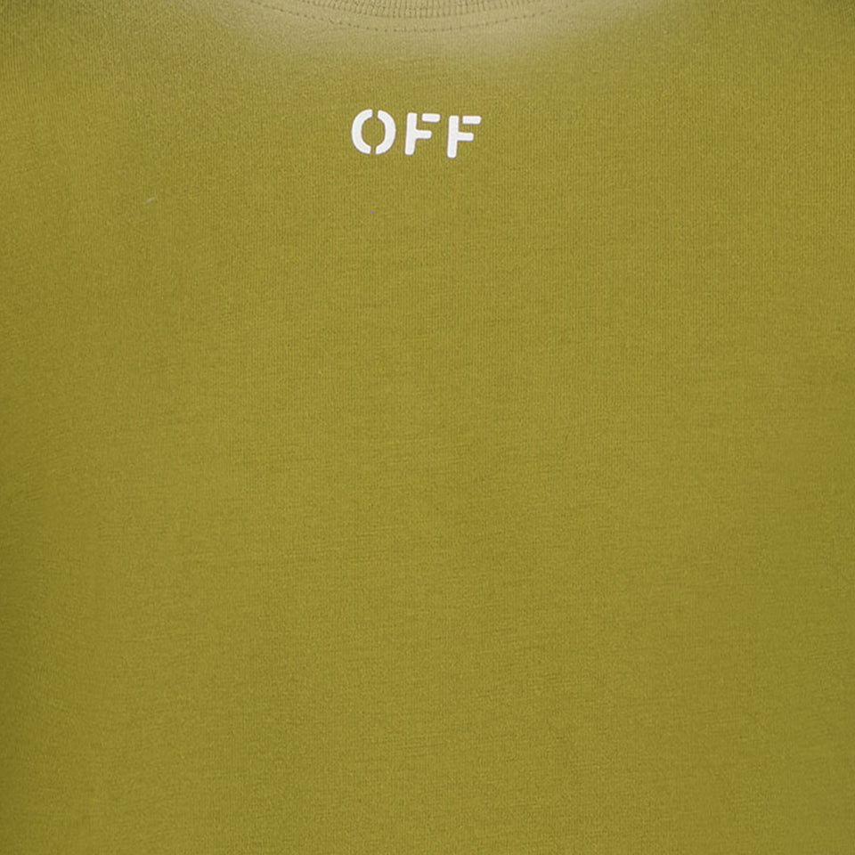 Off-White Jongens T-shirt Olijf Groen