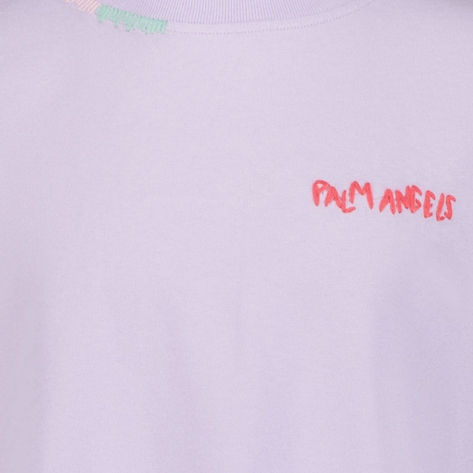 Palm Angels Kids Girls in T-Shirt Lilac