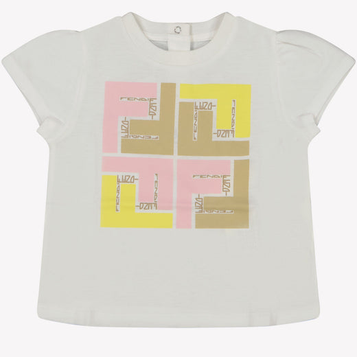 Fendi Baby Meisjes T-shirt Wit 3 mnd