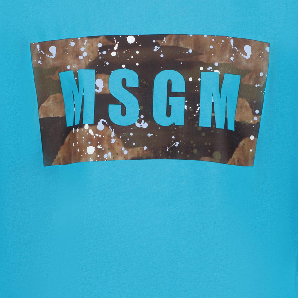 MSGM Kids Boys T-Shirt in Turquoise