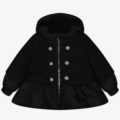 Balmain Baby Girls Winter Coat Black