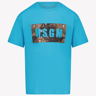 MSGM Kids Boys T-Shirt in Turquoise