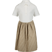 Fendi Kids Girls Dress Beige